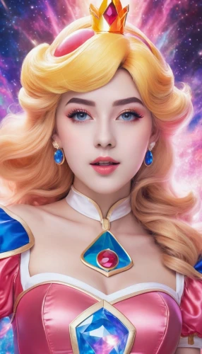 fantasy woman,star mother,cinderella,princess' earring,star of the cape,fantasy girl,tiara,3d fantasy,queen of hearts,princess sofia,fantasy portrait,rosa ' amber cover,crown render,star dahlia,fantasia,fairy tale character,barbie,rosa 'the fairy,peach,caerula,Illustration,Realistic Fantasy,Realistic Fantasy 20