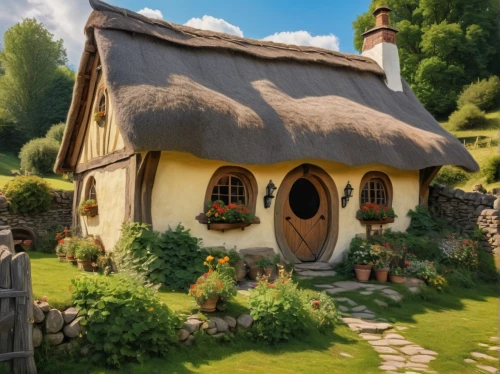 thatched cottage,hobbiton,little house,hobbit,country cottage,traditional house,thatch roof,small house,witch's house,ancient house,thatch roofed hose,thatch,house painting,knight village,miniature house,studio ghibli,tavern,summer cottage,cottage,crispy house