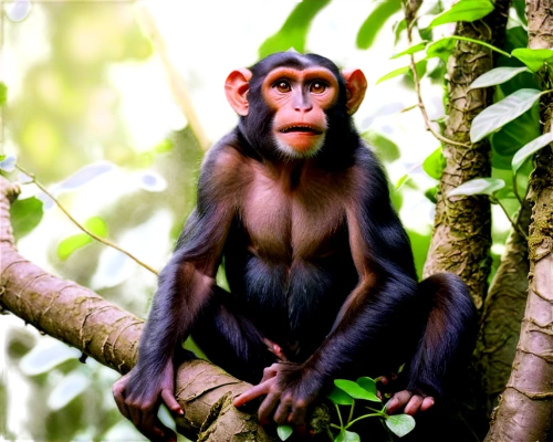 common chimpanzee,crab-eating macaque,white-fronted capuchin,rhesus macaque,tufted capuchin,chimpanzee,long tailed macaque,macaque,bonobo,uakari,cercopithecus neglectus,white-headed capuchin,borneo,primate,guenon,orang utan,chimp,celebes crested macaque,kalimantan,bleeding-heart baboon,Conceptual Art,Oil color,Oil Color 06