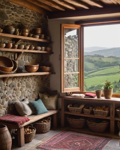 sicily window,tuscan,provencal life,stone oven,rustic,wooden windows,country cottage,home landscape,tuscany,tile kitchen,hobbiton,the cabin in the mountains,wood window,breakfast room,stone oven pizza,beautiful home,farm hut,basque country,pachamama,rustic potato,Illustration,American Style,American Style 03