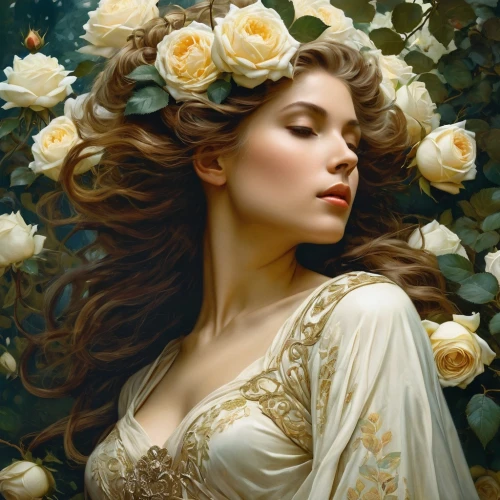 scent of roses,yellow rose background,scent of jasmine,beautiful girl with flowers,romantic portrait,gold yellow rose,yellow rose,wild roses,yellow roses,white rose snow queen,with roses,girl in flowers,rosebushes,white roses,splendor of flowers,the sleeping rose,blooming roses,jasmine blossom,gold filigree,golden flowers,Conceptual Art,Fantasy,Fantasy 05