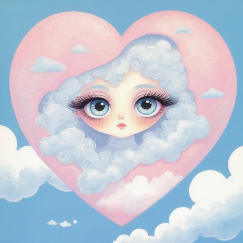 puffy hearts,cotton candy,watery heart,little clouds,cloud mushroom,blue heart balloons,blue heart,crying heart,cumulus cloud,flying heart,cloud mood,soft pastel,cumulus,winged heart,cloud shape frame,love in air,single cloud,heart icon,clouds,crying angel,Illustration,Retro,Retro 07