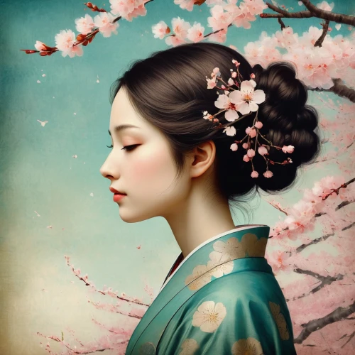 plum blossoms,geisha girl,plum blossom,japanese art,japanese floral background,japanese cherry blossom,cherry blossom japanese,japanese woman,geisha,the cherry blossoms,apricot blossom,japanese cherry blossoms,oriental princess,japanese cherry,cherry blossoms,sakura blossom,cherry blossom,oriental painting,jasmine blossom,oriental girl,Illustration,Realistic Fantasy,Realistic Fantasy 35