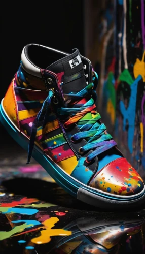 abstract multicolor,multicolored,rainbow butterflies,lebron james shoes,climbing shoe,prismatic,graffiti splatter,dancing shoes,basketball shoes,artistic roller skating,skate shoe,multicolour,basketball shoe,outdoor shoe,paint splatter,multi-color,tie shoes,cloth shoes,multicolor,colorfulness,Illustration,Realistic Fantasy,Realistic Fantasy 36