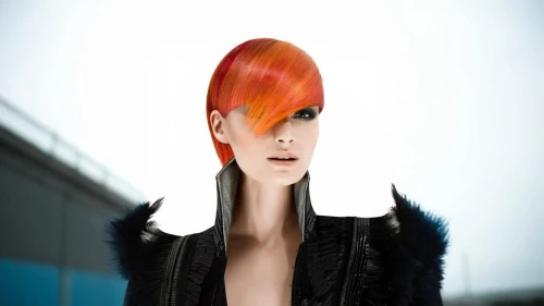 artificial hair integrations,asymmetric cut,mohawk hairstyle,feathered hair,fashion illustration,pixie-bob,red-haired,pompadour,redhead doll,image manipulation,fashion design,artist's mannequin,mannequin,hair shear,bouffant,feather headdress,hairdressing,mohawk,fashion doll,fractalius