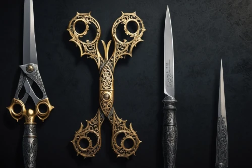 scabbard,king sword,swords,staves,dagger,scythe,utensils,scepter,weapons,writing accessories,decorative arrows,sword,excalibur,game of thrones,hunting knife,black and gold,swath,mod ornaments,arrow set,middle ages,Conceptual Art,Daily,Daily 13