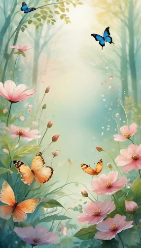 butterfly background,blue butterfly background,spring leaf background,fairy forest,butterflies,blue butterflies,chasing butterflies,fairy world,fairies aloft,moths and butterflies,children's background,blue birds and blossom,butterfly isolated,springtime background,spring background,flower and bird illustration,butterfly floral,ulysses butterfly,butterfly clip art,flower background,Illustration,American Style,American Style 04