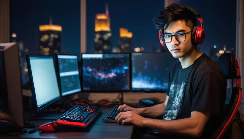 lan,computer freak,man with a computer,gamer,night administrator,programmer,hacker,computer game,pc,connectcompetition,cyber glasses,blur office background,ceo,hardware programmer,computer addiction,anonymous hacker,computer business,cyberpunk,analysis online,coder,Illustration,Japanese style,Japanese Style 21