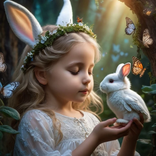 children's fairy tale,little girl fairy,faery,fairy tale,fairy tale character,child fairy,faerie,fairy world,fairy forest,a fairy tale,children's background,rabbits and hares,alice in wonderland,fairy tales,little bunny,fantasy picture,white rabbit,fairy,easter theme,fairytale characters,Photography,General,Fantasy