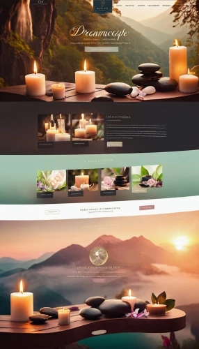 website design,spa items,landing page,ayurveda,tea candles,visual effect lighting,tea-lights,digital compositing,web mockup,web design,homepage,singing bowl massage,spa,mystic light food photography,blackmagic design,health spa,tea lights,candles,wordpress design,landscape background,Illustration,Realistic Fantasy,Realistic Fantasy 37