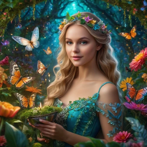 fantasy portrait,faerie,vanessa (butterfly),fantasy picture,faery,fairy queen,fairy tale character,fairy world,cinderella,fairy,fantasy art,rosa 'the fairy,flower fairy,fae,aurora butterfly,fairy tale,enchanting,celtic woman,fairy peacock,butterfly background,Photography,General,Fantasy