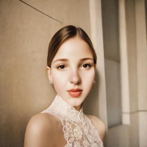 pale,elegant,white beauty,white bow,porcelain doll,white swan,model beauty,white lady,katniss,dove,white dove,elegance,beautiful young woman,beautiful model,doll's facial features,pretty young woman,angel face,beautiful face,romantic portrait,cream blush,Photography,Analog
