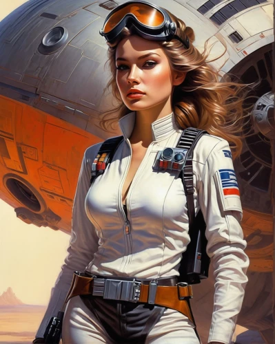 glider pilot,fighter pilot,x-wing,aviator,retro women,sci fiction illustration,sci fi,princess leia,solo,cg artwork,delta-wing,retro girl,retro woman,captain p 2-5,sci - fi,sci-fi,pilot,stewardess,lando,lockheed,Conceptual Art,Fantasy,Fantasy 04