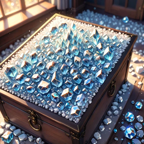 treasure chest,ice crystal,crystals,a drawer,drawer,card box,glass blocks,healing stone,3d render,crystalline,gemstones,wood diamonds,precious stones,crystal glass,wishing well,cube surface,crown render,music chest,gemstone,frozen poop,Anime,Anime,Cartoon