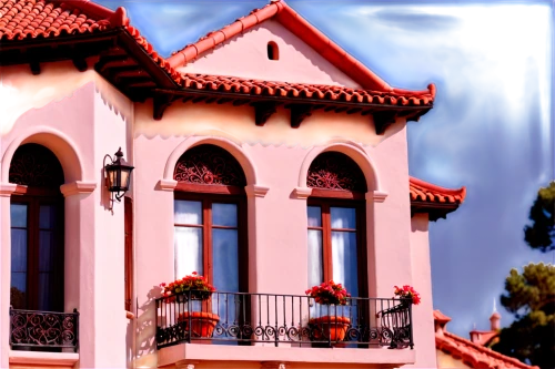 houses clipart,house with caryatids,red roof,classical architecture,exterior decoration,wrought iron,roof tiles,model house,villa,townhouses,santa barbara,architectural style,old town house,house insurance,city unesco heritage trinidad cuba,roof tile,presidio,roofline,old architecture,zona colonial,Unique,3D,Clay