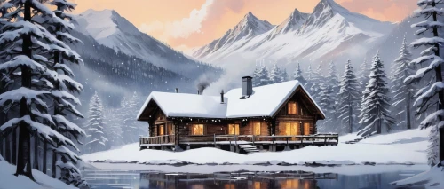 winter house,the cabin in the mountains,house in mountains,log cabin,snow house,house in the mountains,christmas landscape,log home,mountain hut,house with lake,winter landscape,snowy landscape,snow landscape,winter background,small cabin,house in the forest,lonely house,mountain huts,winter village,cottage,Illustration,Black and White,Black and White 09