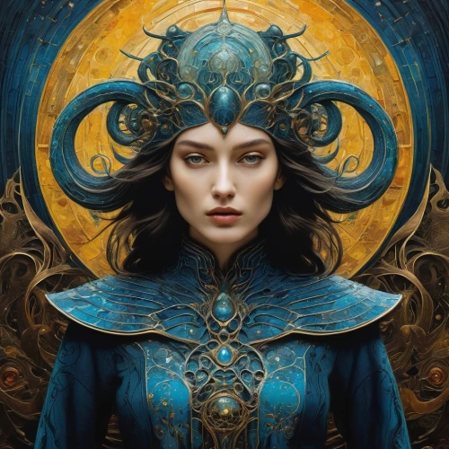 blue enchantress,fantasy portrait,fantasy art,sorceress,zodiac sign libra,priestess,the enchantress,heroic fantasy,fantasy woman,libra,artemisia,zodiac sign gemini,fantasia,mystical portrait of a girl,jaya,medusa,cybele,sterntaler,elven,fantasy picture,Art,Classical Oil Painting,Classical Oil Painting 32