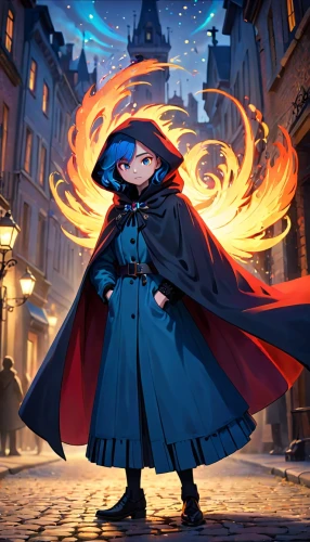 fire background,magus,akko,merida,flame robin,hamelin,dodge warlock,feuerzangenbowle,fire devil,uruburu,fire siren,hero academy,fire master,mage,raven girl,game illustration,raven rook,cg artwork,fire angel,matsuno,Anime,Anime,Cartoon