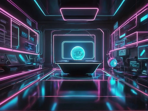 cinema 4d,ufo interior,electron,cyberspace,cyber,electric,electric arc,futuristic,neon coffee,neon lights,computer art,neon light,computer room,3d background,neon,cyclocomputer,80's design,vapor,scifi,abstract retro,Illustration,Black and White,Black and White 30