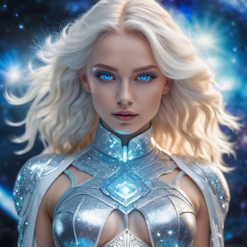 ice queen,elsa,fantasy portrait,ice princess,fantasy woman,winterblueher,fantasy art,aurora,the snow queen,blue enchantress,chrystal,sapphire,silver,silver blue,silvery blue,blue heart,white walker,cg artwork,star mother,fantasy picture,Photography,General,Realistic