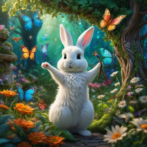 bunny on flower,peter rabbit,white rabbit,white bunny,gray hare,little bunny,rabbits and hares,bunny,little rabbit,springtime background,easter theme,alice in wonderland,cottontail,european rabbit,easter background,hare trail,spring background,wild rabbit,rabbit,rainbow rabbit,Photography,General,Fantasy