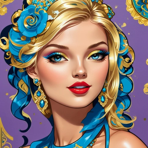 fantasy portrait,fantasy art,fashion vector,boho art,blue enchantress,jasmine blue,oriental princess,zodiac sign libra,jasmine,comely,aphrodite,elsa,blue rose,portrait background,jessamine,fashion illustration,cleopatra,horoscope libra,radha,color turquoise,Unique,Design,Sticker