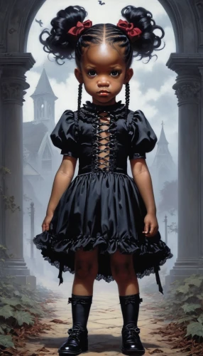 gothic portrait,gothic fashion,the little girl,gothic dress,gothic woman,black angel,gothic style,killer doll,goth like,goth woman,gothic,goth,mystical portrait of a girl,cloth doll,girl child,little blacks,goth subculture,doll dress,collectible doll,black jane doe,Conceptual Art,Fantasy,Fantasy 29