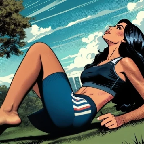 girl lying on the grass,wonderwoman,steve rogers,wonder woman,wonder woman city,captain american,woman laying down,super heroine,americana,mary jane,queen of liberty,patriot,sun-bathing,super woman,retro woman,patriotic,capitanamerica,marvel comics,captain america,retro pin up girl