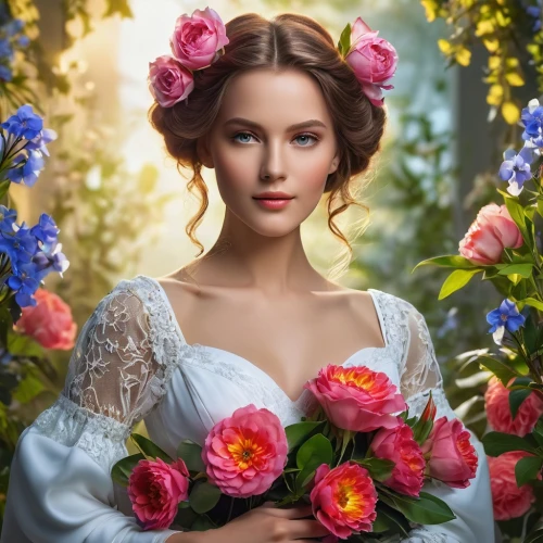 beautiful girl with flowers,romantic portrait,with roses,girl in flowers,holding flowers,garden roses,splendor of flowers,scent of roses,blooming roses,noble roses,esperance roses,rose wreath,rosebushes,wreath of flowers,way of the roses,blooming wreath,vintage flowers,flower girl,roses,with a bouquet of flowers,Photography,General,Realistic