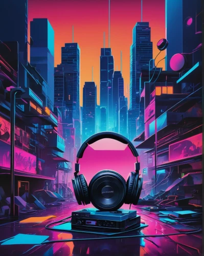 cyberpunk,music background,80s,sundown audio,musical background,retro music,mute,80's design,futuristic,audio,listening to music,echo,electronic,dystopia,audiophile,headphone,electronic music,electric,elektroboot,urban,Conceptual Art,Daily,Daily 01