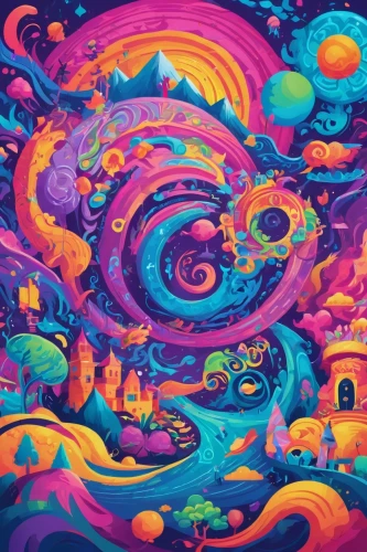 colorful spiral,psychedelic art,swirls,psychedelic,crayon background,coral swirl,colorful doodle,rainbow world map,colorful background,lsd,colorful water,swirling,spiral background,background colorful,tapestry,mushroom landscape,playmat,rainbow waves,children's background,acid lake,Conceptual Art,Oil color,Oil Color 23