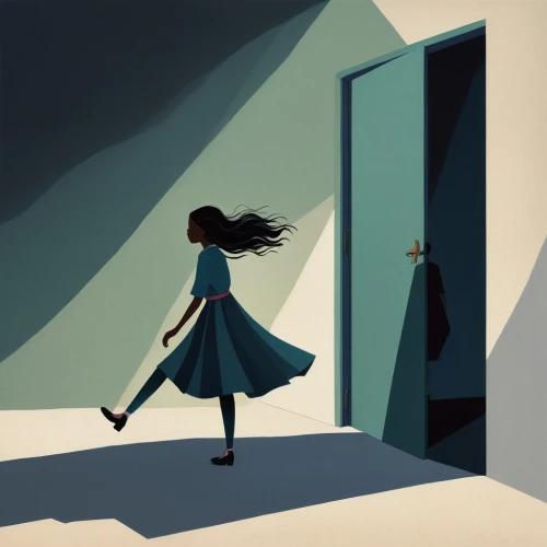 girl walking away,woman walking,girl in a long,blue door,threshold,blue doors,open door,the threshold of the house,little girl in wind,escaping,woman silhouette,in the door,girl in a long dress,pantry,girl on the stairs,sci fiction illustration,house silhouette,girl in the kitchen,door,stroll,Photography,Fashion Photography,Fashion Photography 06