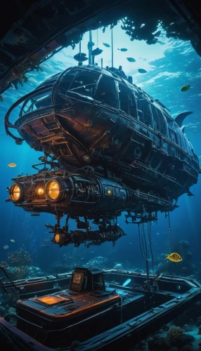 nautilus,atlantis,submersible,semi-submersible,deep sea nautilus,apiarium,marine tank,undersea,aquarium,alien ship,deep-submergence rescue vehicle,tank ship,deep sea,docked,aqua studio,under the water,aquanaut,aquaculture,carrack,aquariums,Conceptual Art,Sci-Fi,Sci-Fi 22