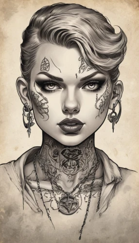 tattoo girl,tattoo expo,body piercing,tattoo artist,zodiac sign libra,tattoos,punk design,horoscope libra,rockabella,custom portrait,game illustration,fantasy portrait,game drawing,monoline art,gothic portrait,punk,goth woman,illustrator,portrait background,zodiac sign gemini,Illustration,Abstract Fantasy,Abstract Fantasy 23