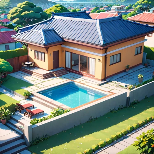 roof landscape,house roof,pool house,house roofs,japanese architecture,turf roof,grass roof,3d rendering,roof top pool,roofs,red roof,metal roof,holiday villa,render,modern house,flat roof,3d rendered,beautiful home,asian architecture,roof tile,Anime,Anime,Realistic