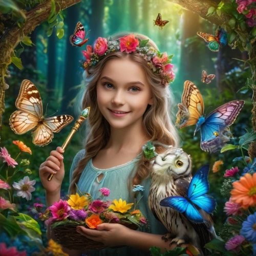 girl in flowers,beautiful girl with flowers,faery,faerie,fantasy picture,little girl fairy,butterfly background,child fairy,flower fairy,fairy world,fantasy portrait,children's background,fairy forest,girl picking flowers,mystical portrait of a girl,fantasy art,children's fairy tale,butterfly floral,garden fairy,julia butterfly,Photography,General,Fantasy