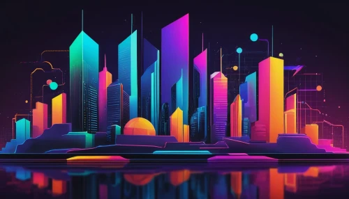 colorful city,cityscape,city skyline,fantasy city,80's design,metropolis,cities,city blocks,gradient effect,tetris,colorful background,abstract retro,futuristic landscape,city,skyscrapers,retro background,colored lights,city lights,city cities,3d background,Art,Classical Oil Painting,Classical Oil Painting 15