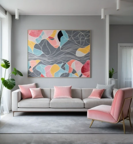 abstract painting,modern decor,flamingo pattern,contemporary decor,mid century modern,abstract artwork,paintings,geometric style,gold-pink earthy colors,flamingos,interior decor,wall decor,interior design,living room,watermelon painting,coral swirl,wall art,apartment lounge,sitting room,livingroom,Photography,Fashion Photography,Fashion Photography 26
