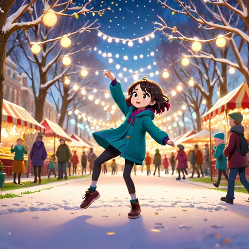 snowfall,winter festival,ice skating,snow scene,the holiday of lights,winter background,ice rink,night snow,midnight snow,christmas snowy background,christmas market,christmas snow,snow drawing,little girl in wind,in the winter,in the snow,winter magic,skating rink,winter dress,winter dream,Anime,Anime,Cartoon