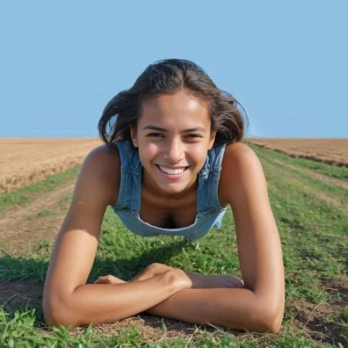 farm girl,farmworker,cropland,agroculture,chamomile in wheat field,permaculture,girl in overalls,countrygirl,girl in t-shirt,aggriculture,a girl's smile,in the field,ethiopian girl,girl lying on the grass,sweet potato farming,farm background,perennial flax,agricultural engineering,farmer,wheat crops,Female,North Africans,Disheveled hair,XXS,Happy,Denim,Outdoor,Countryside