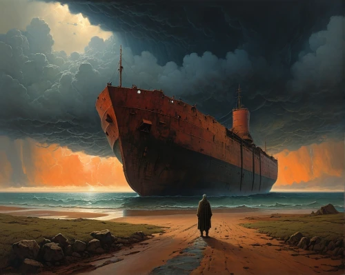 ship wreck,shipwreck,the wreck of the ship,a cargo ship,troopship,shipping industry,cargo ship,ghost ship,digging ship,arnold maersk,ship releases,freighter,arthur maersk,tanker ship,ship of the line,oil tanker,old ship,ship,caravel,the wreck,Conceptual Art,Oil color,Oil Color 12