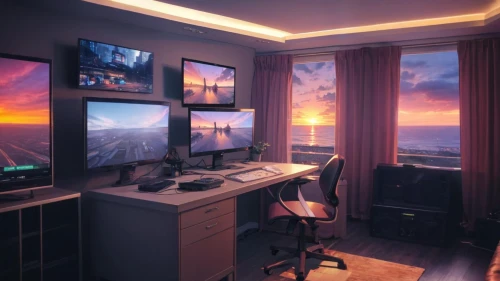 computer room,modern office,creative office,computer desk,computer workstation,home office,working space,desk,secretary desk,game room,office desk,monitor wall,work space,office,desktop computer,workstation,study room,fractal design,workspace,widescreen