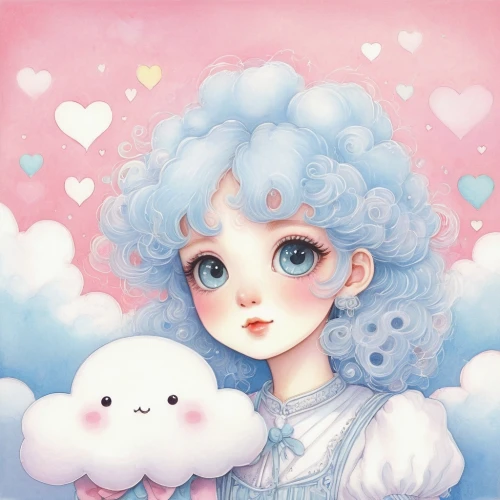 puffy hearts,cotton candy,soft pastel,fluffy diary,cumulus,cumulus cloud,bichon,baby cloud,little clouds,cumulus nimbus,bichon frisé,pompom,maltepoo,poodle,snowball,white cloud,soft robot,cumulus clouds,angora,cloud,Illustration,Retro,Retro 07