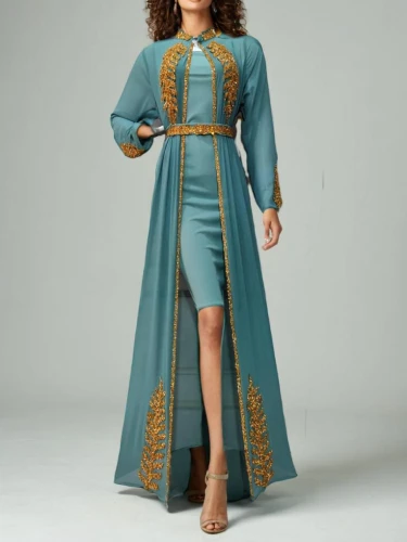miss circassian,sheath dress,dress form,abaya,turquoise wool,imperial coat,robe,merida,vintage dress,folk costume,iranian,persian,assyrian,one-piece garment,ancient costume,russian folk style,women's clothing,doll dress,thracian,day dress,Female,Middle Easterners,Wavy,Mature,XXXL,Confidence,Boho-chic,Pure Color,Light Gray