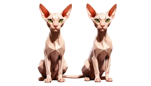 oriental shorthair,ibizan hound,peterbald,pharaoh hound,sphynx,cornish rex,basenji,podenco canario,snips,two cats,toy fox terrier,jerboa,english toy terrier,siamese,twins,strays,doubletail,pinscher,capricorn kitz,anthropomorphized animals,Unique,3D,Low Poly
