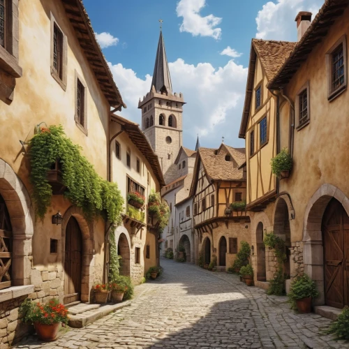 medieval street,rothenburg,medieval town,medieval architecture,bamberg,the cobbled streets,alsace,medieval,knight village,narrow street,styria,medieval market,old town,the old town,south tyrol,franconian switzerland,transylvania,houses clipart,thun,nuremberg,Photography,General,Realistic