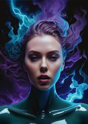 sci fiction illustration,digital painting,world digital painting,fantasy portrait,digital art,aura,digital artwork,medusa,mystical portrait of a girl,sirens,digital illustration,fantasy art,gemini,nebula guardian,custom portrait,hand digital painting,la violetta,andromeda,ultraviolet,portrait background,Illustration,Realistic Fantasy,Realistic Fantasy 07