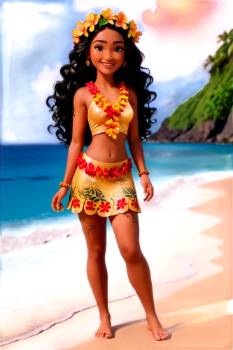 moana,polynesian girl,hula,luau,polynesian,candy island girl,polynesia,aloha,lilo,south pacific,hawaiian,beach background,tiana,animated cartoon,mahé,tahiti,farofa,plumeria,afro american girls,saona,Unique,3D,3D Character