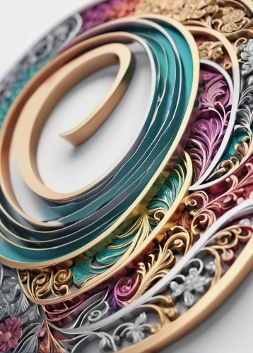 colorful ring,curved ribbon,enamelled,circle shape frame,filigree,bangles,colorful spiral,saturnrings,circular ring,jewelry manufacturing,abstract gold embossed,jewelry（architecture）,colorful glass,decorative plate,swirls,gilding,harp strings,decorative element,bangle,wooden rings,Illustration,Paper based,Paper Based 14
