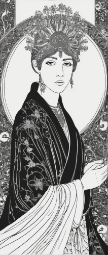 amano,mucha,ethel barrymore - female,cool woodblock images,alfons mucha,art nouveau,art nouveau design,geisha,japanese art,woodblock prints,geisha girl,shirakami-sanchi,mukimono,japanese woman,rem in arabian nights,honzen-ryōri,motsunabe,oriental princess,clamp,rusalka,Illustration,Black and White,Black and White 24